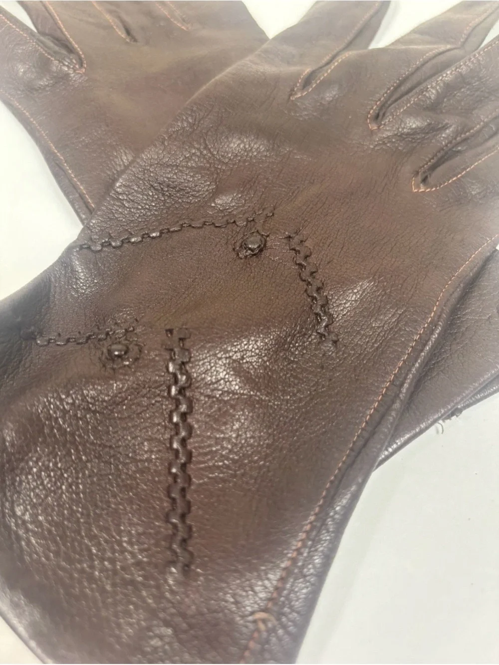 Vintage Italian Unlined Buttery Soft Leather Gloves Womens Size 7 Dark Brown